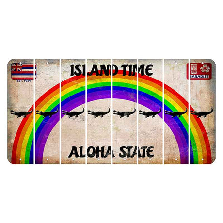 Hawaii Rainbow Island Time Cut License Plate Strips (Set of 8) Alligator