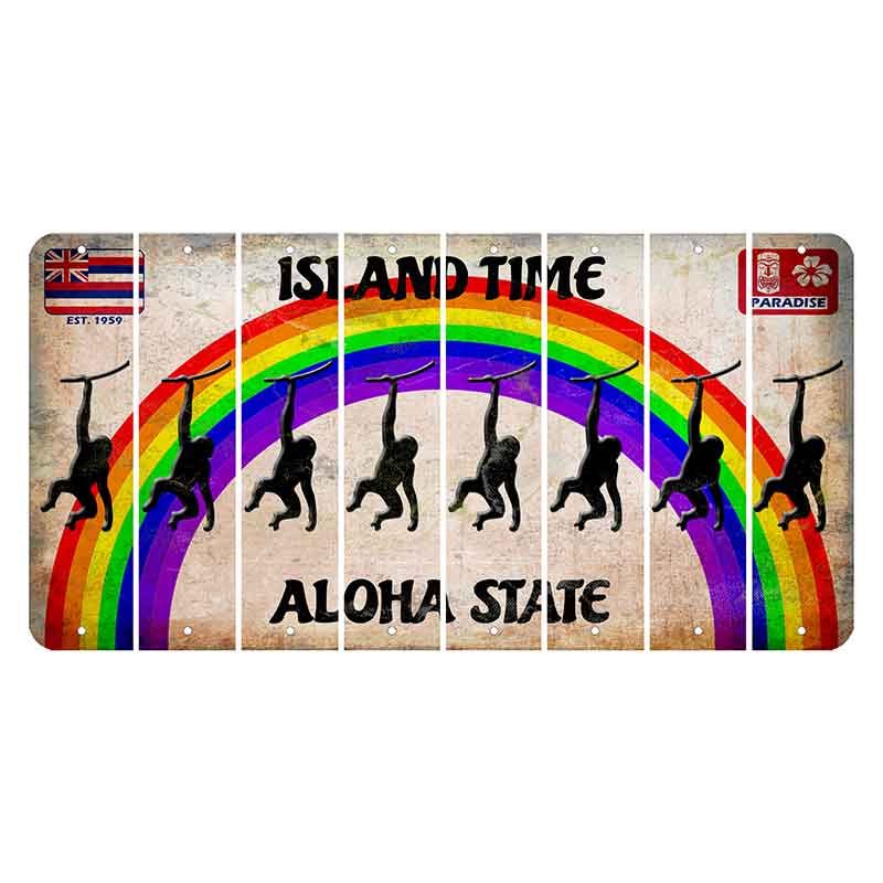 Hawaii Rainbow Island Time Cut License Plate Strips (Set of 8) Monkey