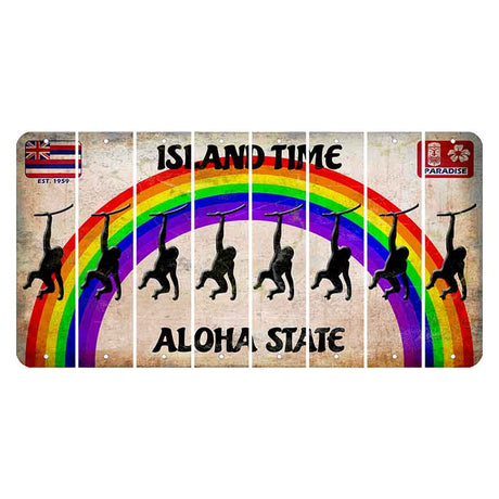 Hawaii Rainbow Island Time Cut License Plate Strips (Set of 8) Monkey
