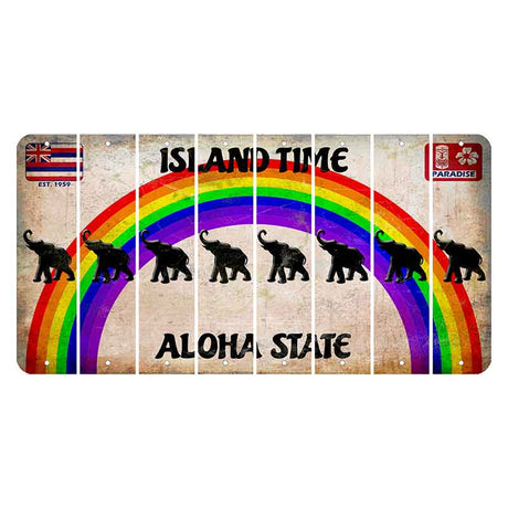 Hawaii Rainbow Island Time Cut License Plate Strips (Set of 8) Elephant