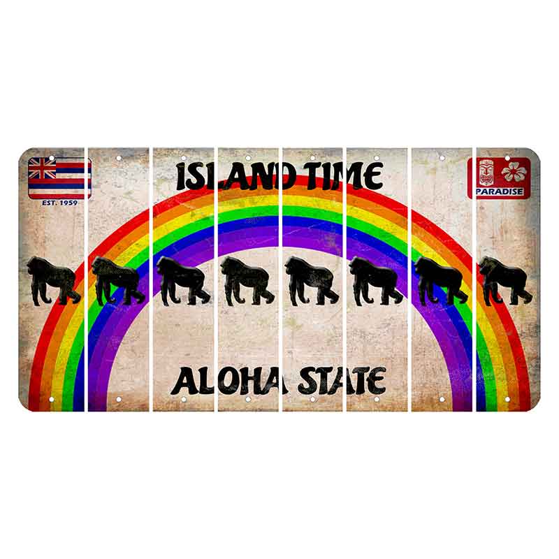 Hawaii Rainbow Island Time Cut License Plate Strips (Set of 8) Gorilla