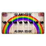 Hawaii Rainbow Island Time Cut License Plate Strips (Set of 8) Camel