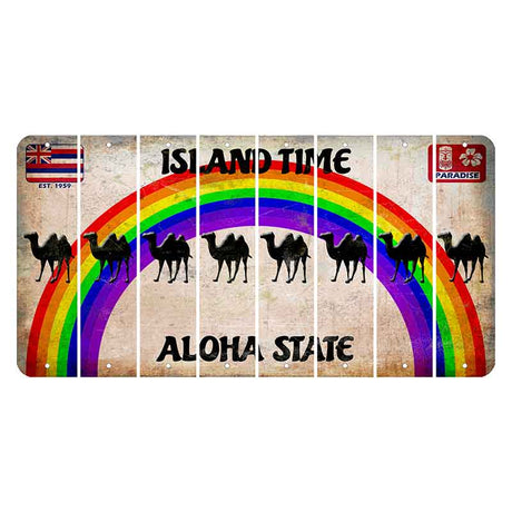 Hawaii Rainbow Island Time Cut License Plate Strips (Set of 8) Camel