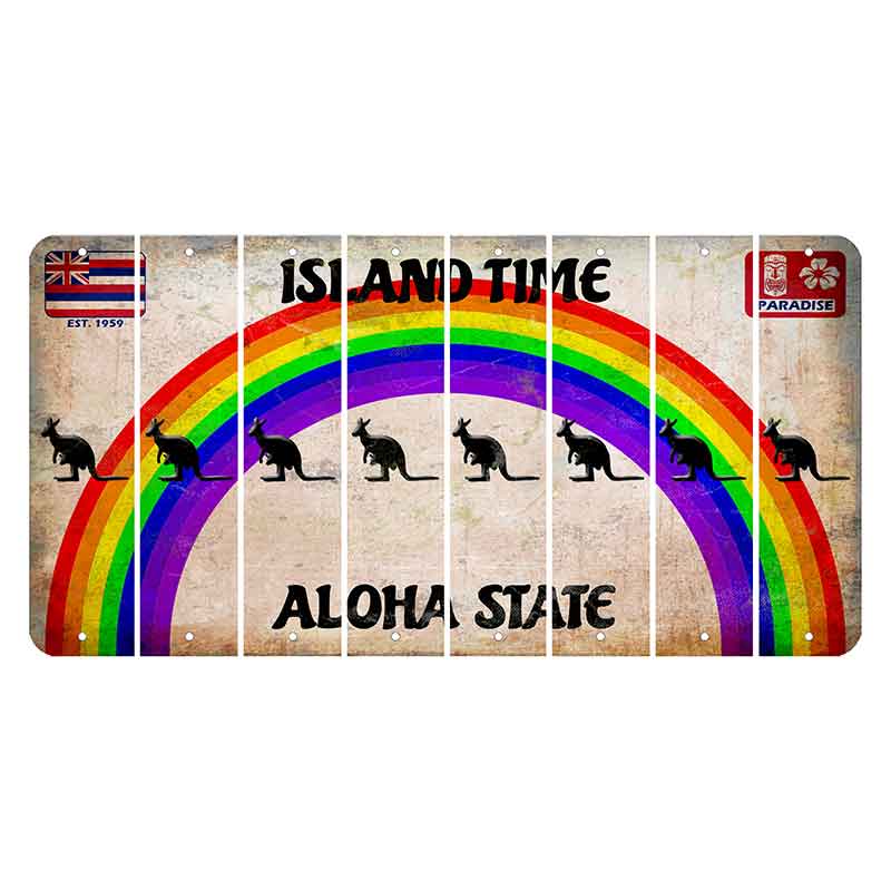 Hawaii Rainbow Island Time Cut License Plate Strips (Set of 8) Kangaroo