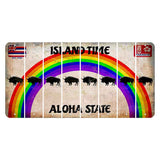 Hawaii Rainbow Island Time Cut License Plate Strips (Set of 8) Buffalo