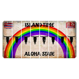 Hawaii Rainbow Island Time Cut License Plate Strips (Set of 8) Cow Skull