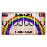 Hawaii Rainbow Island Time Cut License Plate Strips (Set of 8) Horseshoe