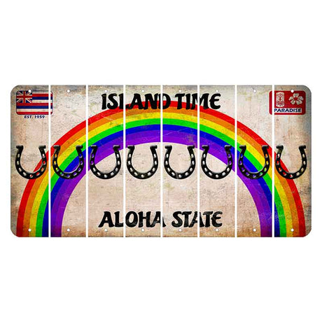 Hawaii Rainbow Island Time Cut License Plate Strips (Set of 8) Horseshoe