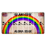 Hawaii Rainbow Island Time Cut License Plate Strips (Set of 8) Gavel