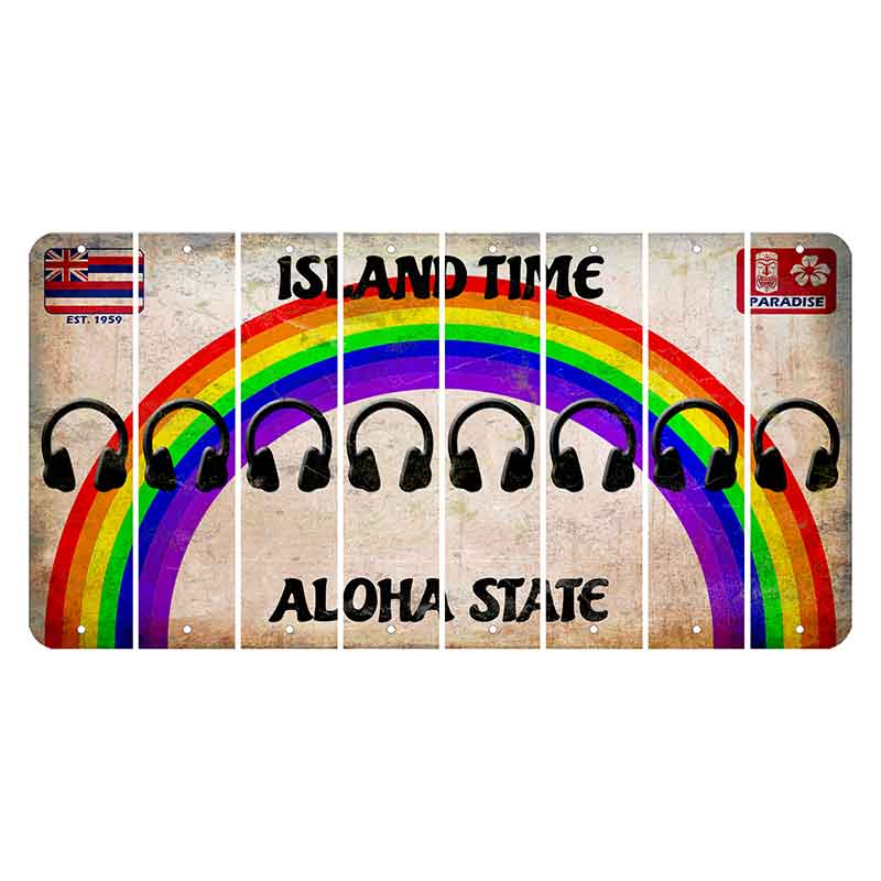 Hawaii Rainbow Island Time Cut License Plate Strips (Set of 8) Headphones