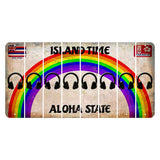 Hawaii Rainbow Island Time Cut License Plate Strips (Set of 8) Headphones
