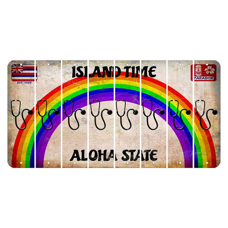 Hawaii Rainbow Island Time Cut License Plate Strips (Set of 8) Stethoscope