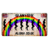 Hawaii Rainbow Island Time Cut License Plate Strips (Set of 8) Cowboy - Leaning