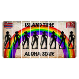 Hawaii Rainbow Island Time Cut License Plate Strips (Set of 8) Cowgirl