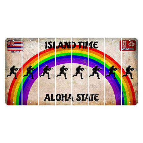 Hawaii Rainbow Island Time Cut License Plate Strips (Set of 8) Soldier - Running