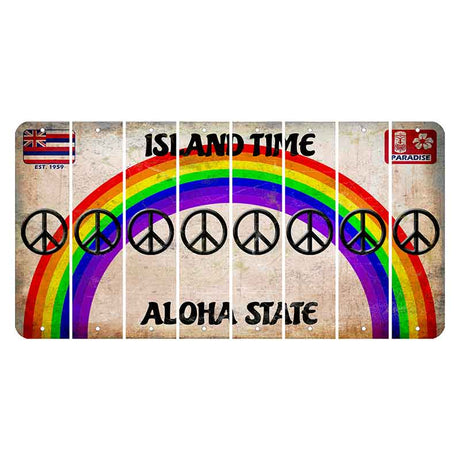 Hawaii Rainbow Island Time Cut License Plate Strips (Set of 8) Peace Sign