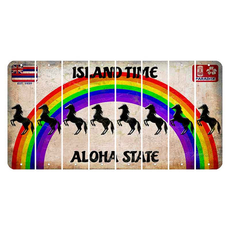 Hawaii Rainbow Island Time Cut License Plate Strips (Set of 8) Horse