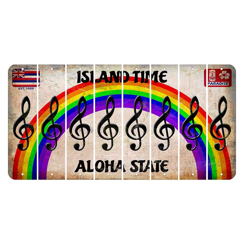 Hawaii Rainbow Island Time Cut License Plate Strips (Set of 8) Music Note