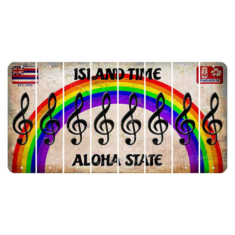 Hawaii Rainbow Island Time Cut License Plate Strips (Set of 8) Music Note