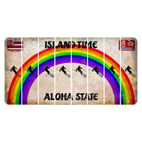 Hawaii Rainbow Island Time Cut License Plate Strips (Set of 8) Skier