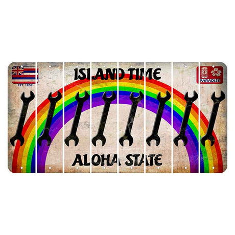Hawaii Rainbow Island Time Cut License Plate Strips (Set of 8) Wrench