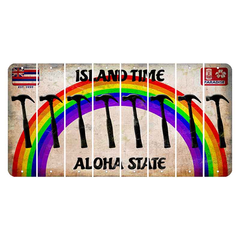 Hawaii Rainbow Island Time Cut License Plate Strips (Set of 8) Hammer