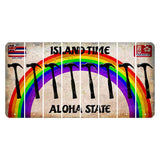 Hawaii Rainbow Island Time Cut License Plate Strips (Set of 8) Hammer