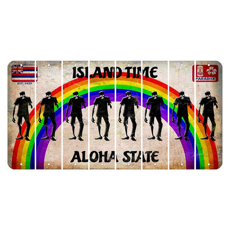 Hawaii Rainbow Island Time Cut License Plate Strips (Set of 8) Zombie
