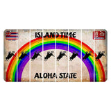 Hawaii Rainbow Island Time Cut License Plate Strips (Set of 8) Bull Rider