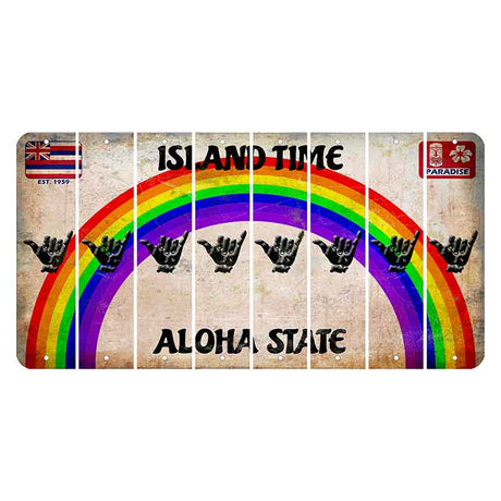 Hawaii Rainbow Island Time Cut License Plate Strips (Set of 8) Hang Loose