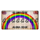 Hawaii Rainbow Island Time Cut License Plate Strips (Set of 8) Praying Hands