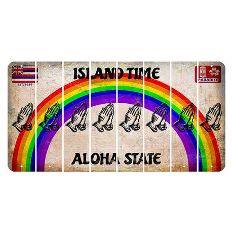 Hawaii Rainbow Island Time Cut License Plate Strips (Set of 8) Praying Hands