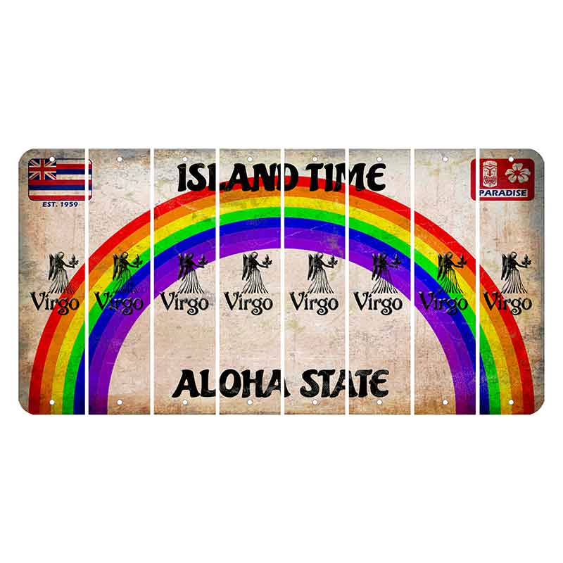 Hawaii Rainbow Island Time Cut License Plate Strips (Set of 8) Zodiac Sign - Virgo