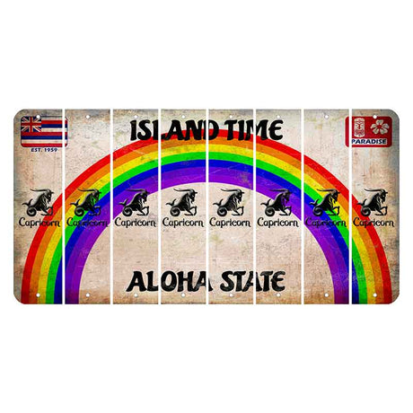 Hawaii Rainbow Island Time Cut License Plate Strips (Set of 8) Zodiac Sign - Capricorn