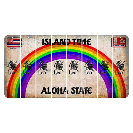 Hawaii Rainbow Island Time Cut License Plate Strips (Set of 8) Zodiac Sign - Leo