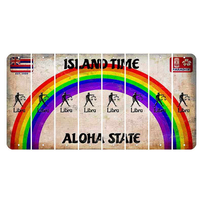 Hawaii Rainbow Island Time Cut License Plate Strips (Set of 8) Zodiac Sign - Libra