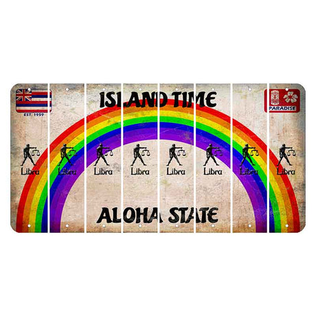 Hawaii Rainbow Island Time Cut License Plate Strips (Set of 8) Zodiac Sign - Libra