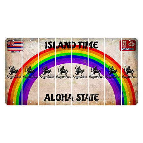 Hawaii Rainbow Island Time Cut License Plate Strips (Set of 8) Zodiac Sign - Sagittarius