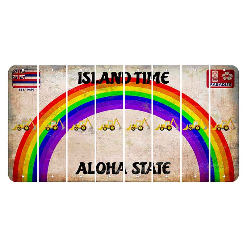 Hawaii Rainbow Island Time Cut License Plate Strips (Set of 8) Backhoe