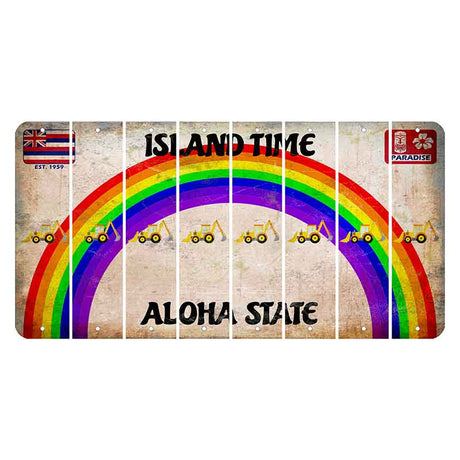 Hawaii Rainbow Island Time Cut License Plate Strips (Set of 8) Backhoe