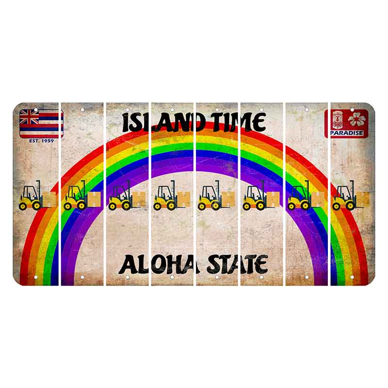 Hawaii Rainbow Island Time Cut License Plate Strips (Set of 8) Forklift