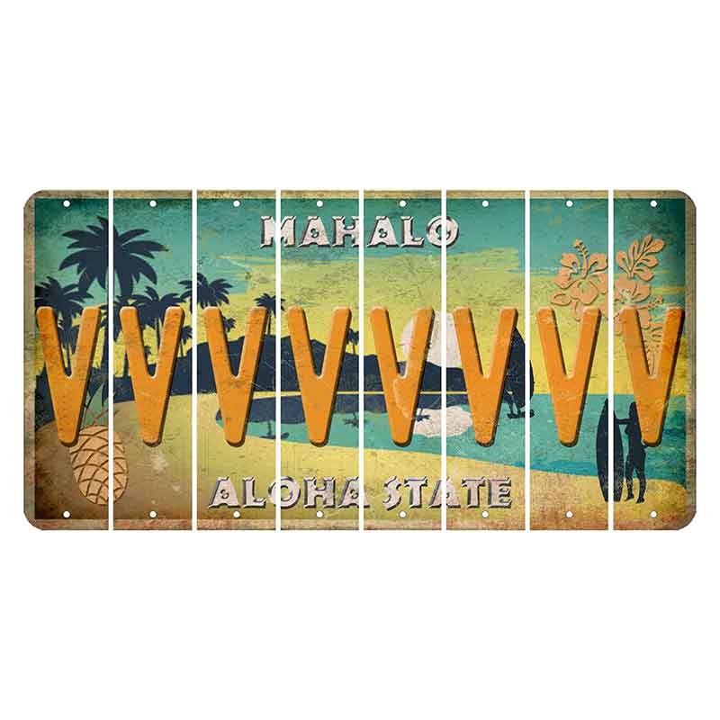 Hawaii Pineapple Cut License Plate Strips (Set of 8) V