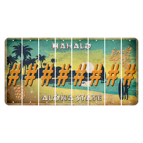 Hawaii Pineapple Cut License Plate Strips (Set of 8) Hashtag
