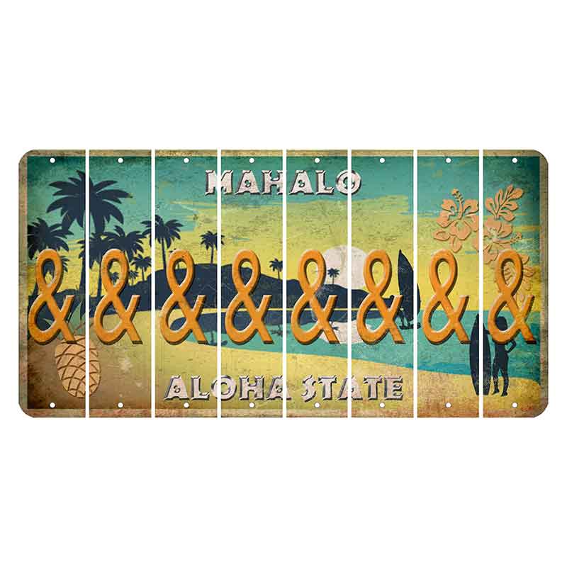 Hawaii Pineapple Cut License Plate Strips (Set of 8) And Sign