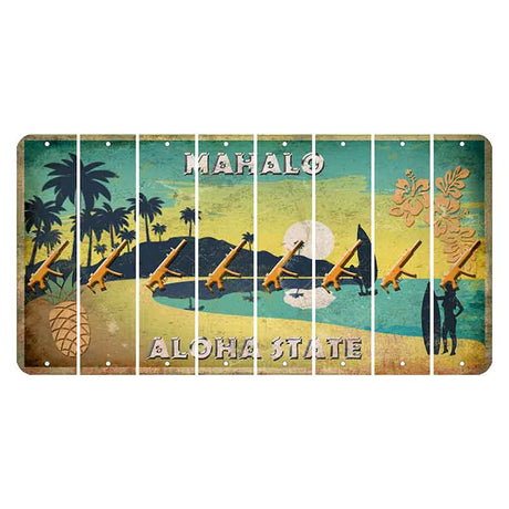 Hawaii Pineapple Cut License Plate Strips (Set of 8) Submachine Gun