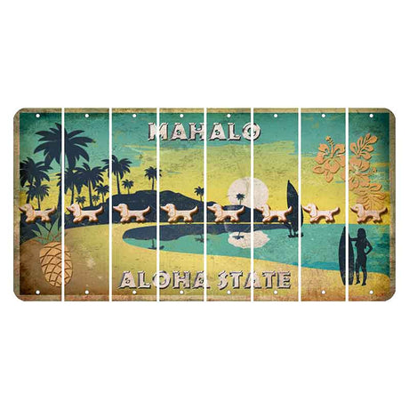 Hawaii Pineapple Cut License Plate Strips (Set of 8) Dog