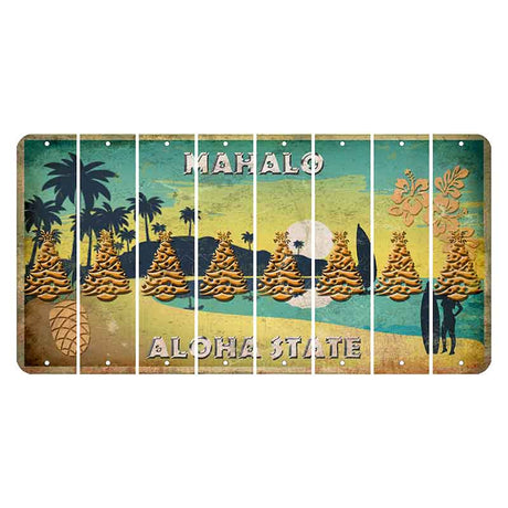 Hawaii Pineapple Cut License Plate Strips (Set of 8) Christmas Tree