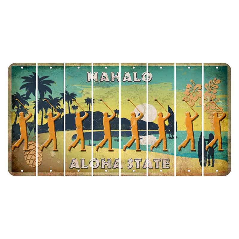 Hawaii Pineapple Cut License Plate Strips (Set of 8) Male Golfer