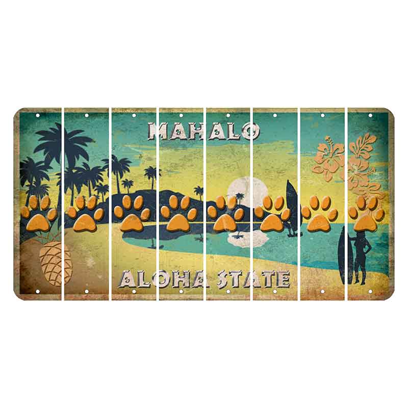 Hawaii Pineapple Cut License Plate Strips (Set of 8) Dog Paw