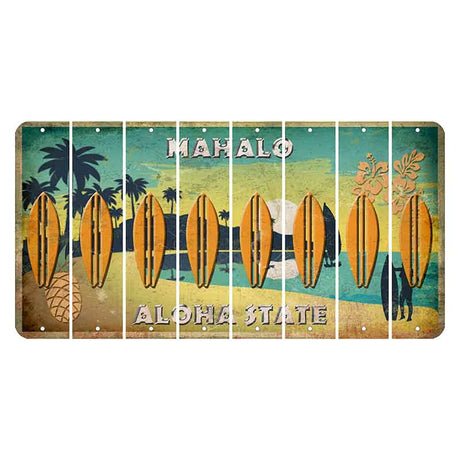Hawaii Pineapple Cut License Plate Strips (Set of 8) Surfboard